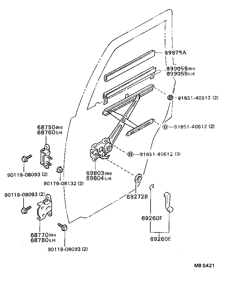 Rear Door Window Regulator Hinge