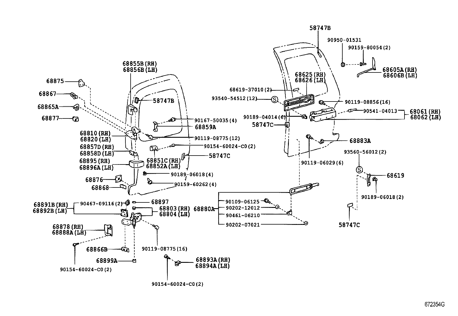 Bisagra de cerradura de puerta trasera
