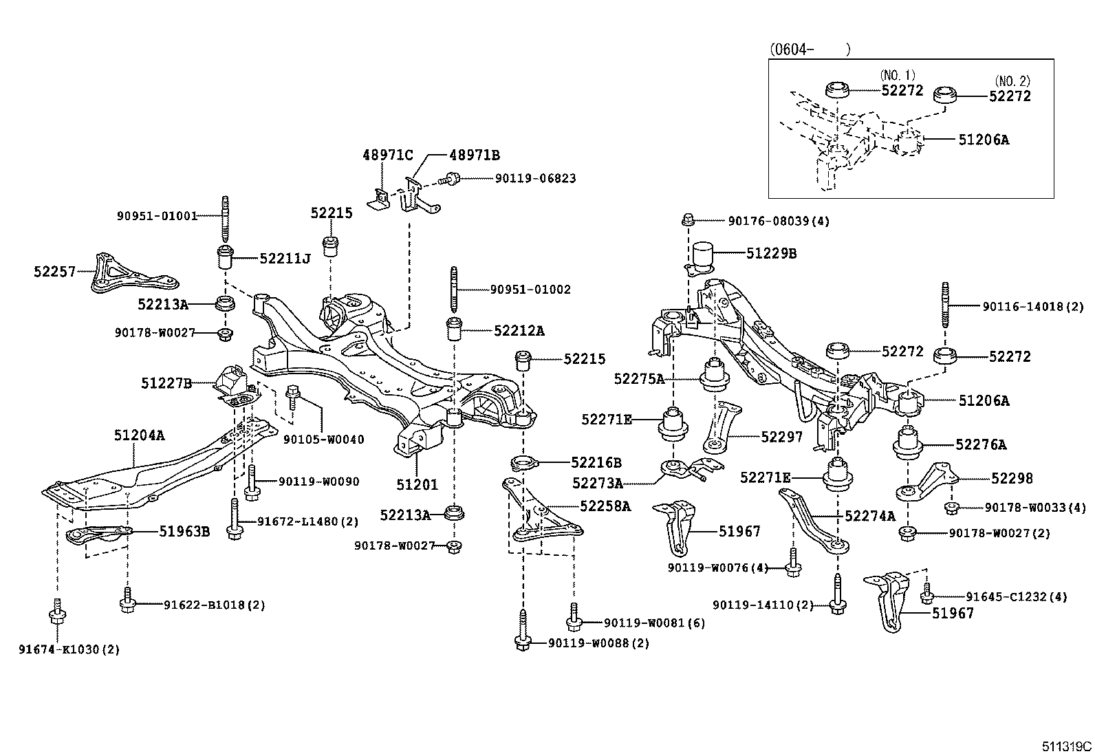 51229-05030 Dumper, No.2 Frame Crossmember Dynamic Toyota
