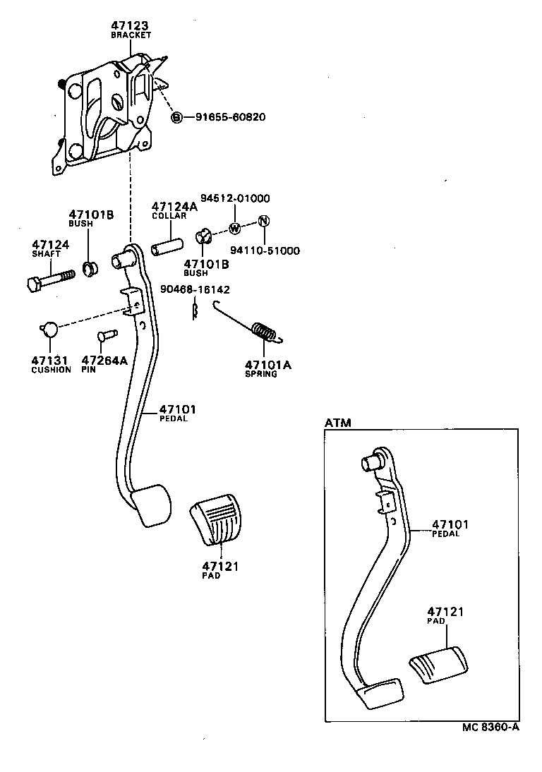 Pedal de freno y soporte