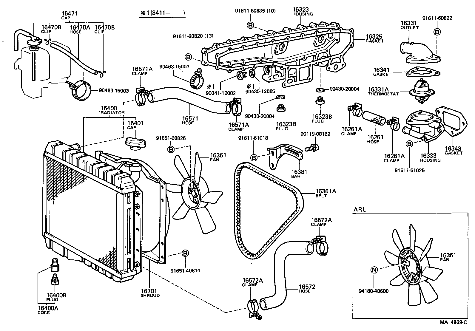 Salida de agua del radiador