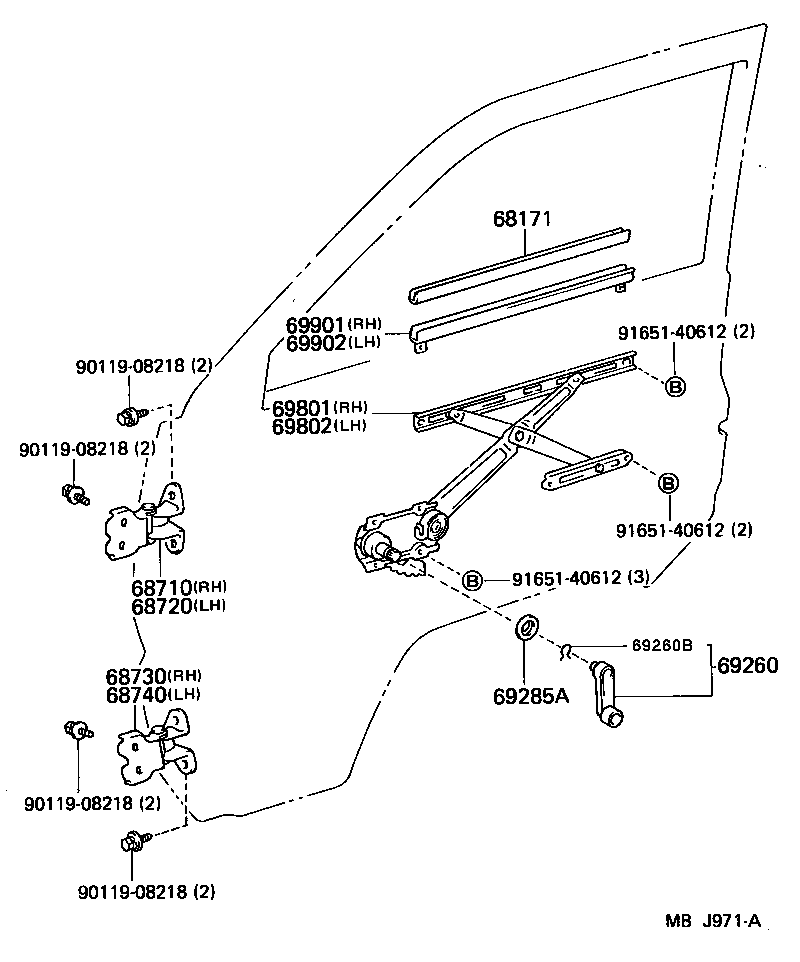 Front Door Window Regulator Hinge