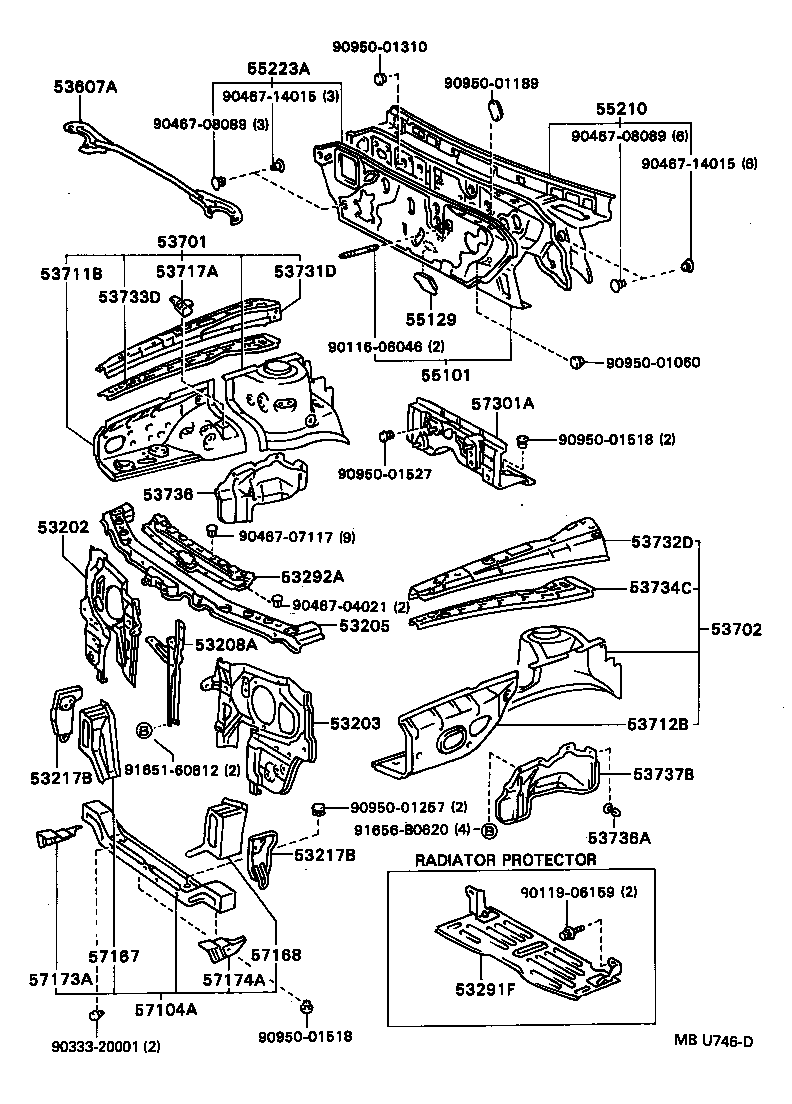 Front Fender Apron Dash Panel