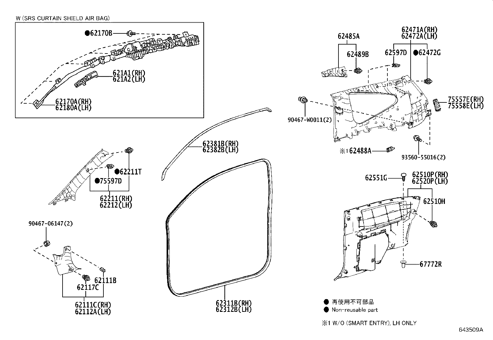 Tablero embellecedor y moldura embellecedora de apertura de puerta