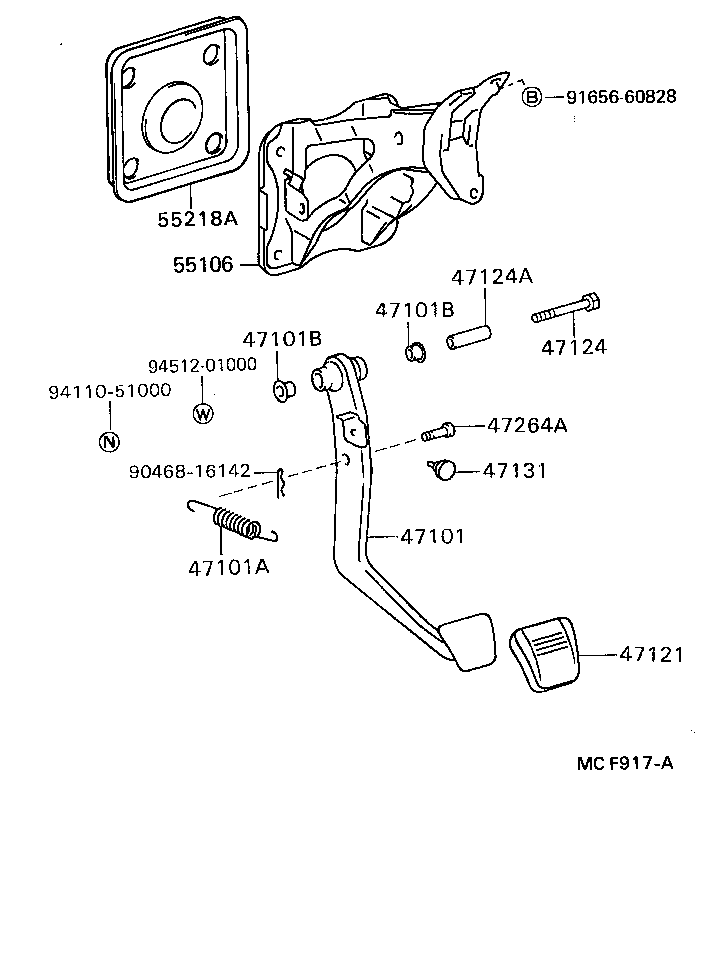 Pedal de freno y soporte