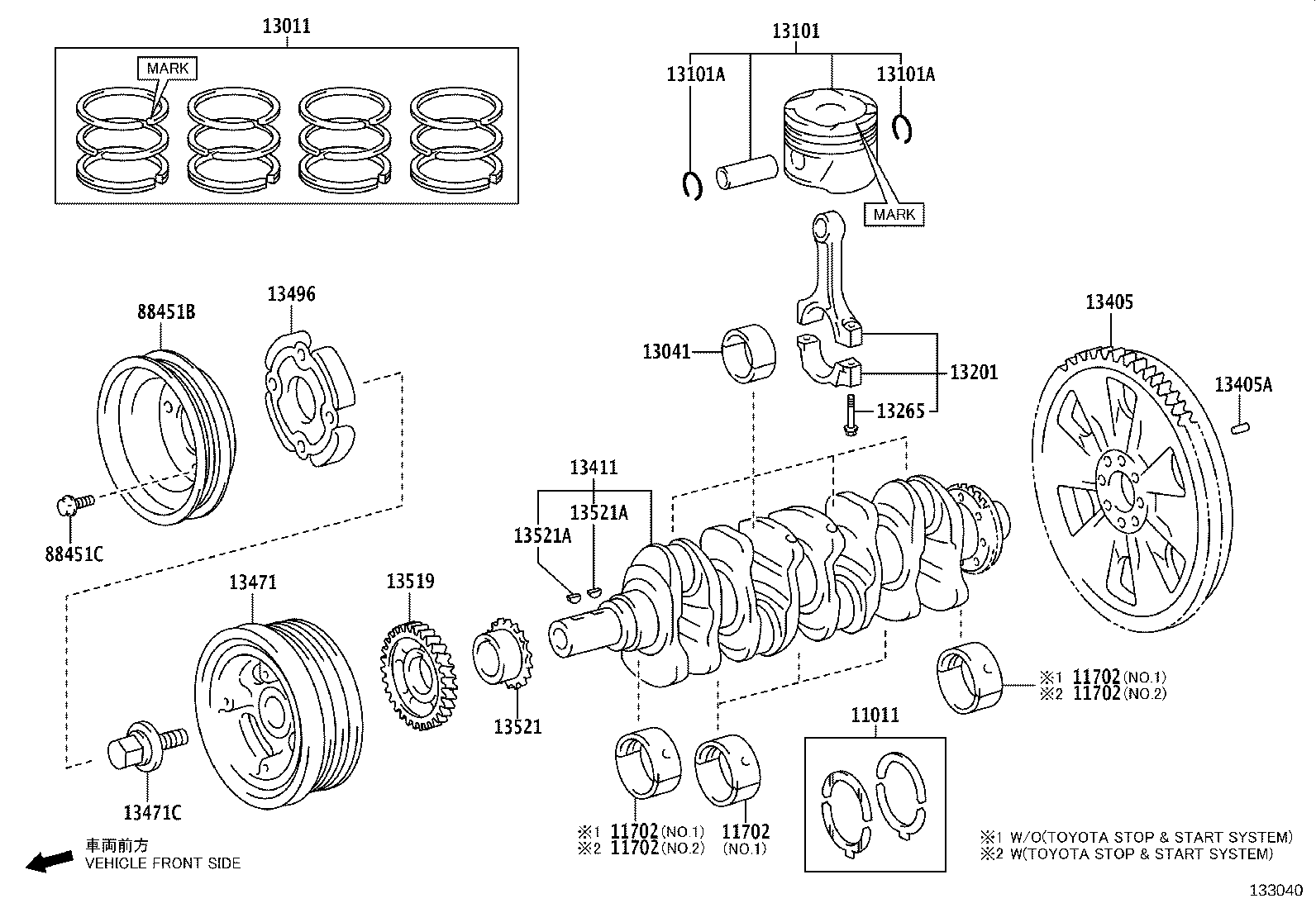 13101-0E050-01 Piston Sub-Assy, W/Pin Toyota | YoshiParts