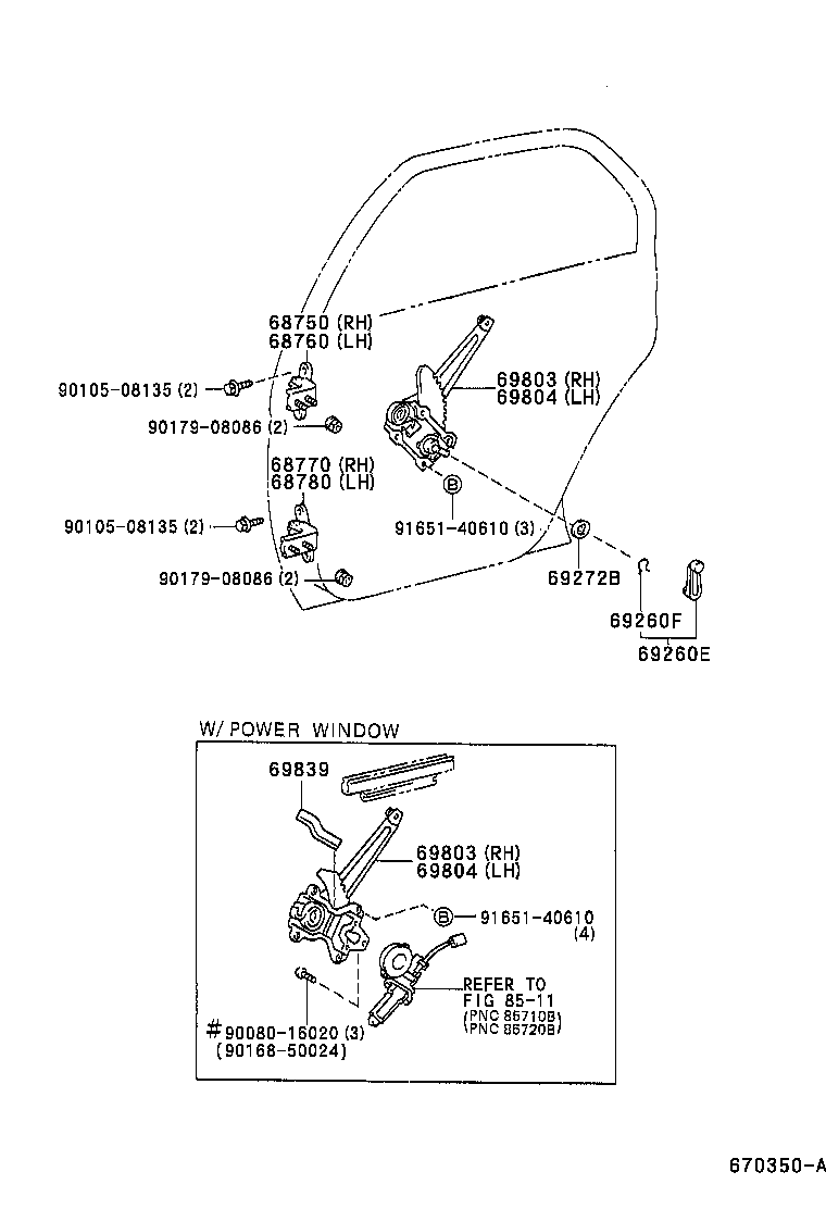 Rear Door Window Regulator Hinge