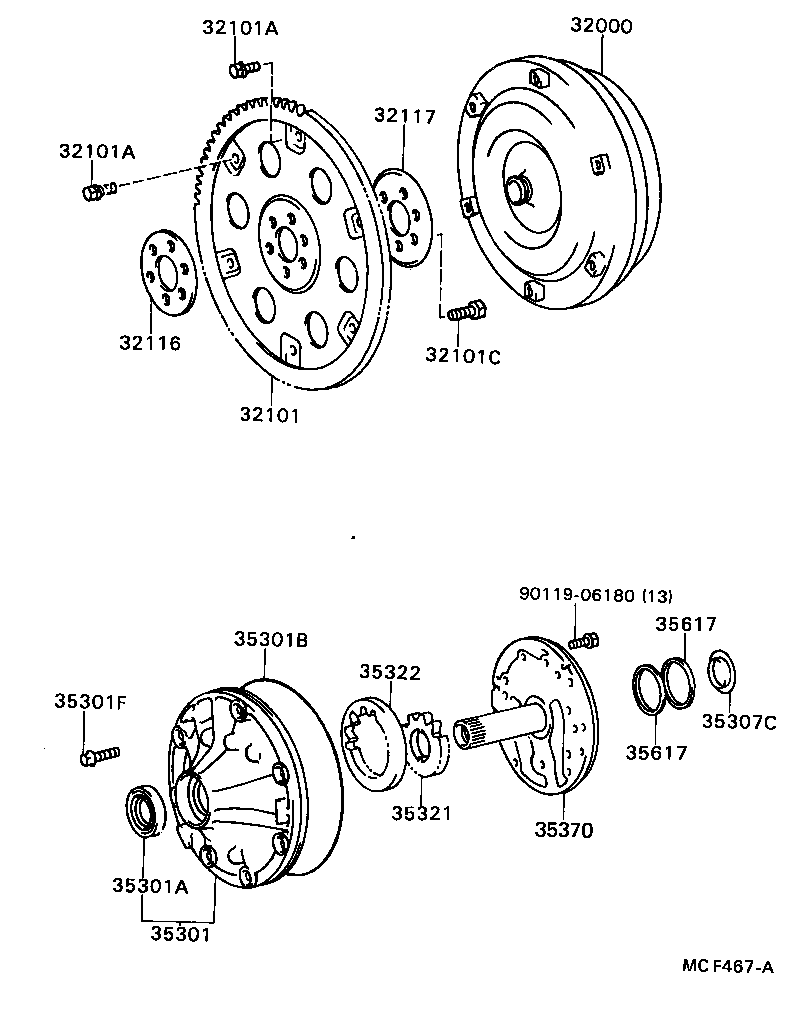 Torque Converter, Front Oil Pump & Chain