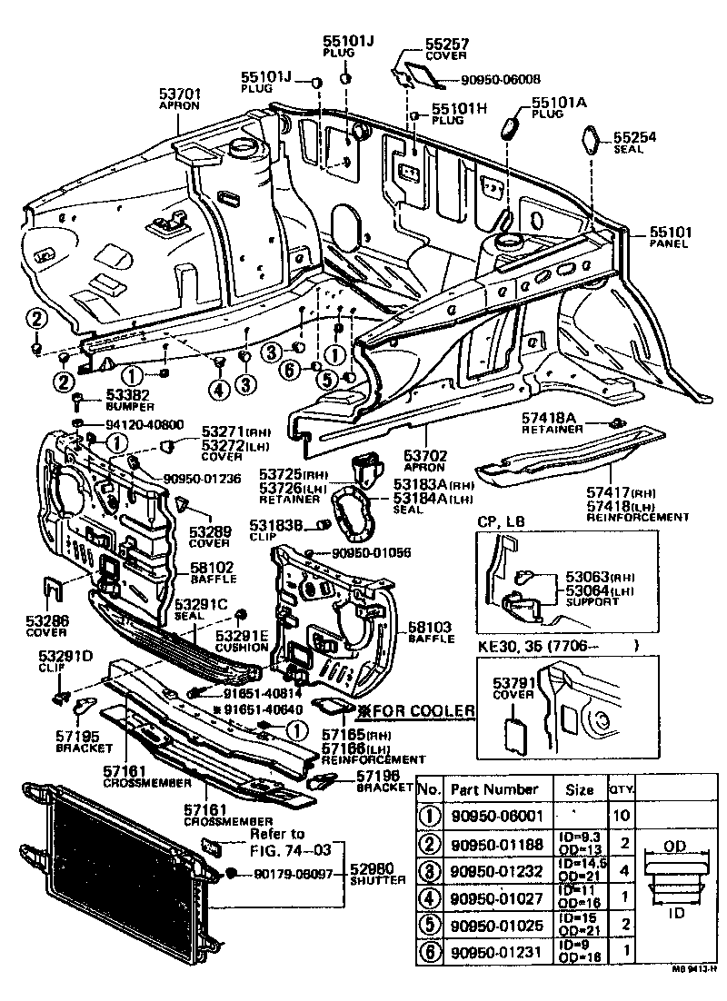 Front Fender Apron Dash Panel