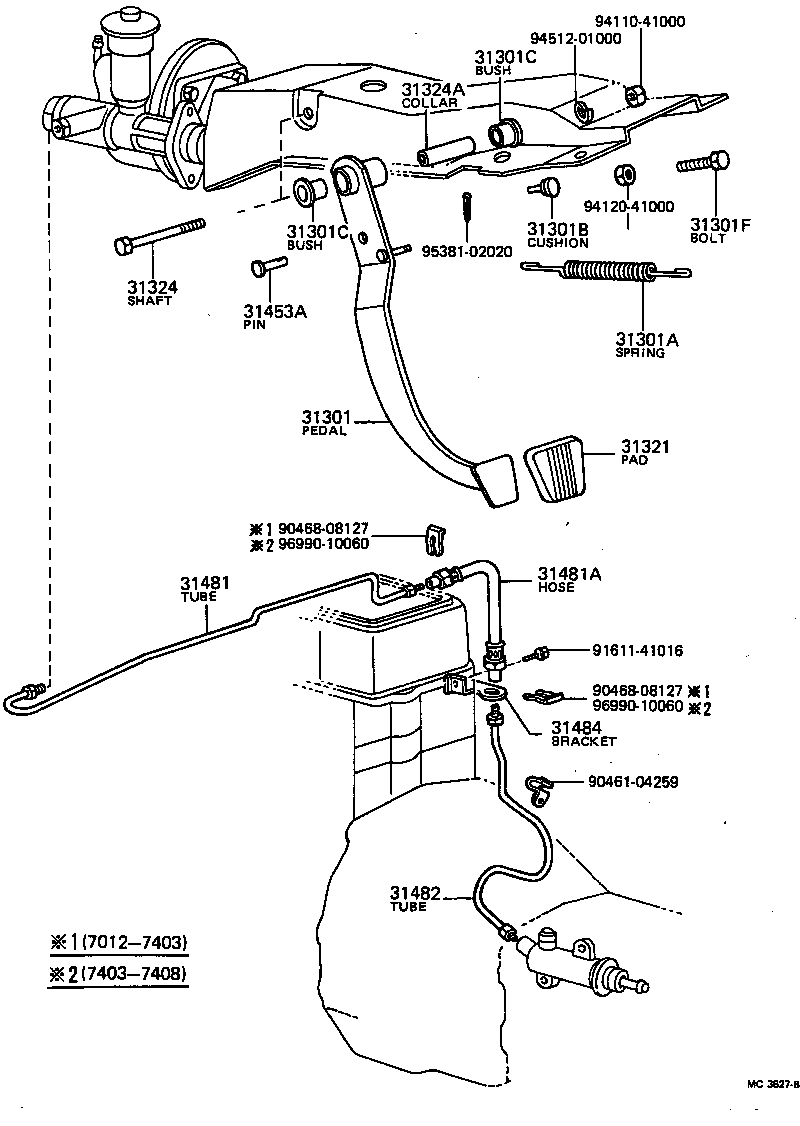 Manguera flexible del pedal del embrague