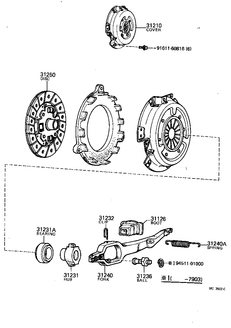 Horquilla de embrague y liberación