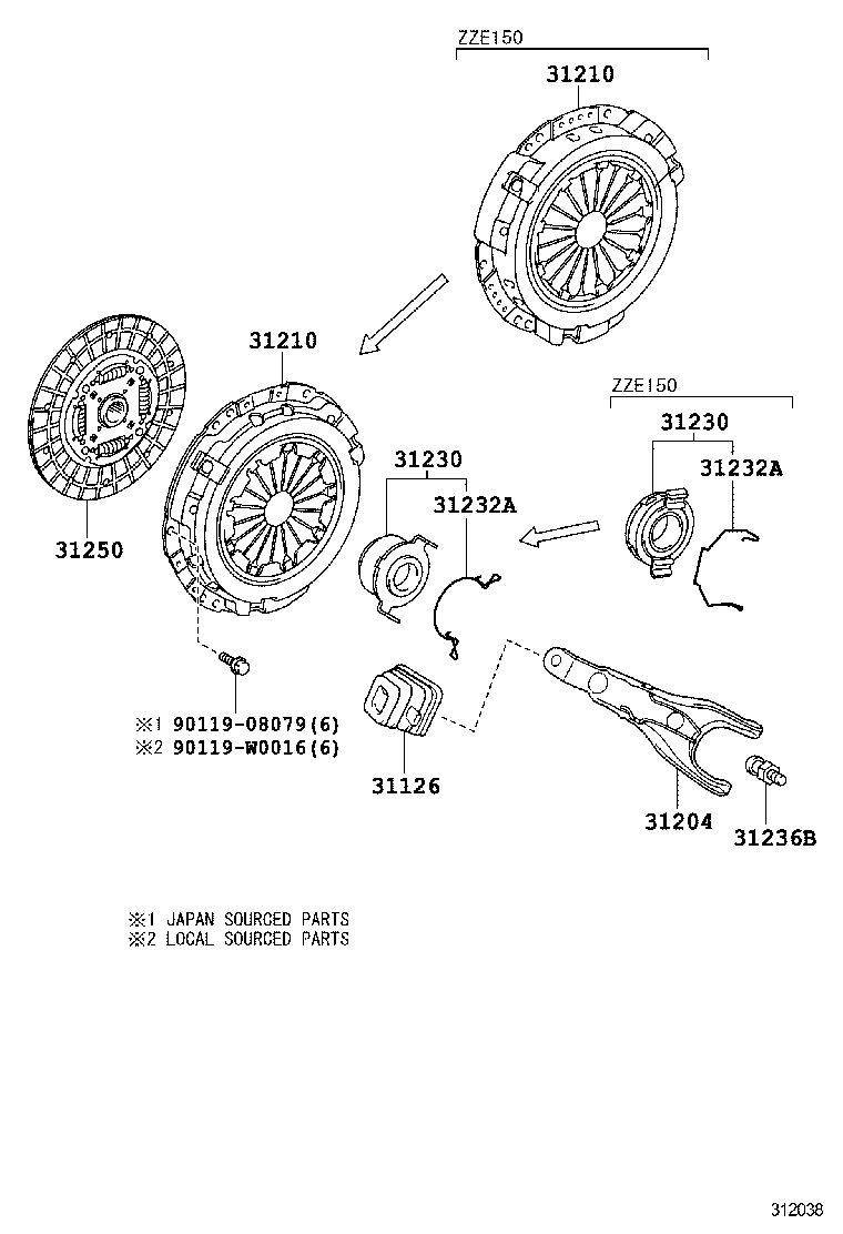 Horquilla de embrague y liberación