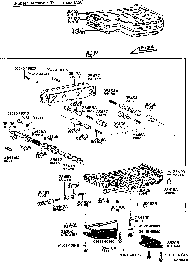 Colador de aceite del cuerpo de válvula