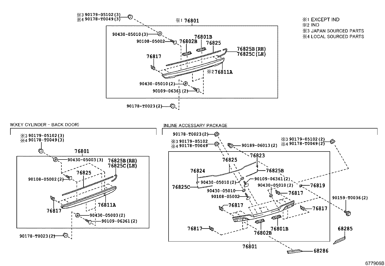 76801-0K901 Garnish Sub-Assy, Back Door, Outside Toyota | YoshiParts