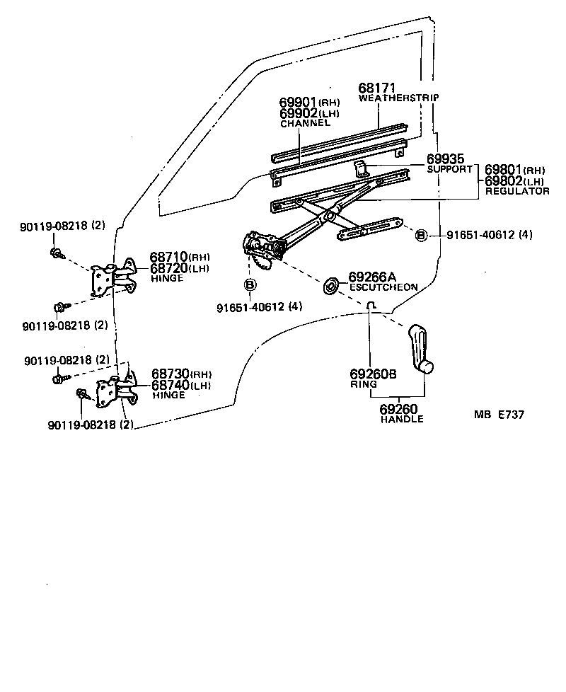 Front Door Window Regulator Hinge