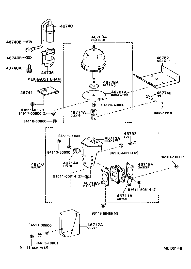 Exhaust Brake Assembly, Vacuum Cylinder