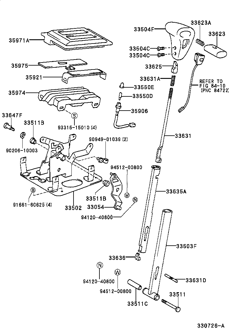 Palanca de cambios y retenedor
