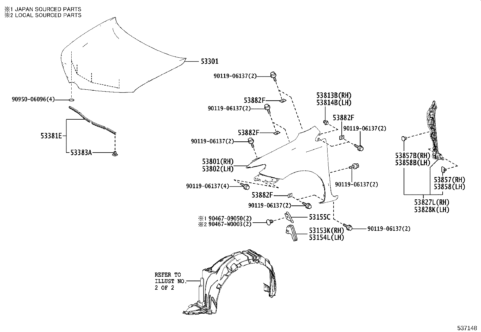 53153-02010 Guide, Fr Side Air Toyota | YoshiParts