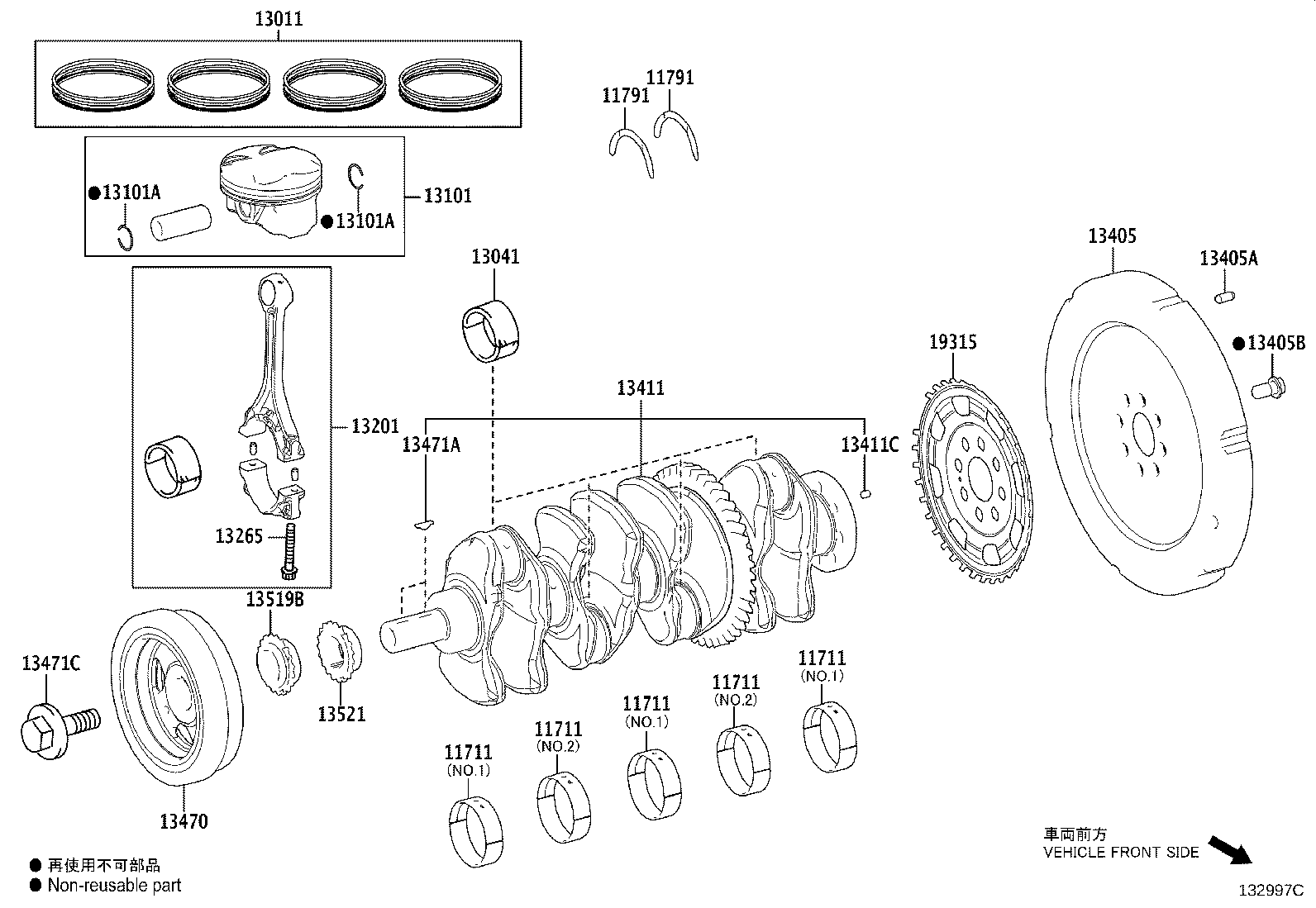 13011-25080 Ring Set, Piston Toyota | YoshiParts