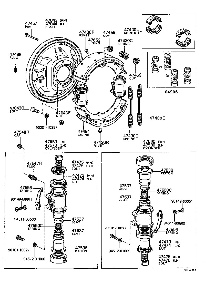 Rear Drum Brake Wheel Cylinder Backing Plate