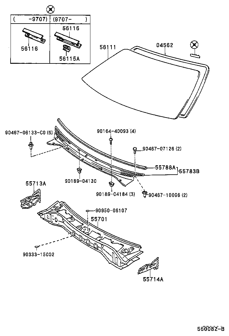 Cowl Panel & Windshield Glass