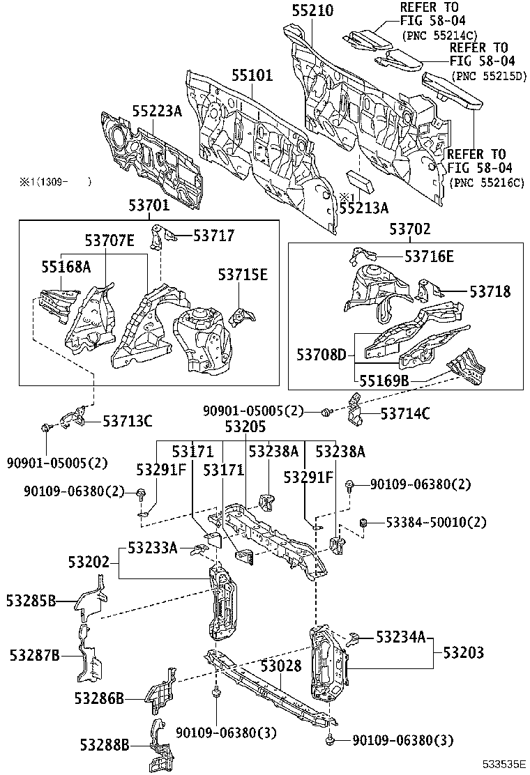 Front Fender Apron Dash Panel