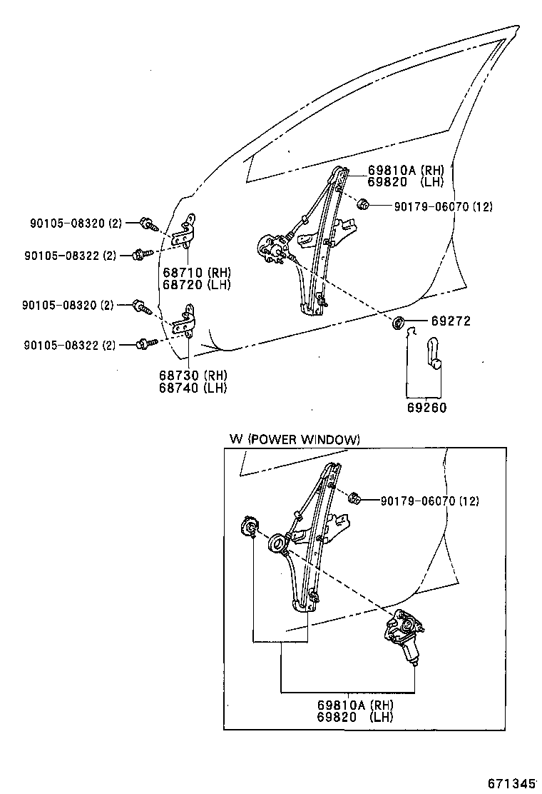 Front Door Window Regulator Hinge