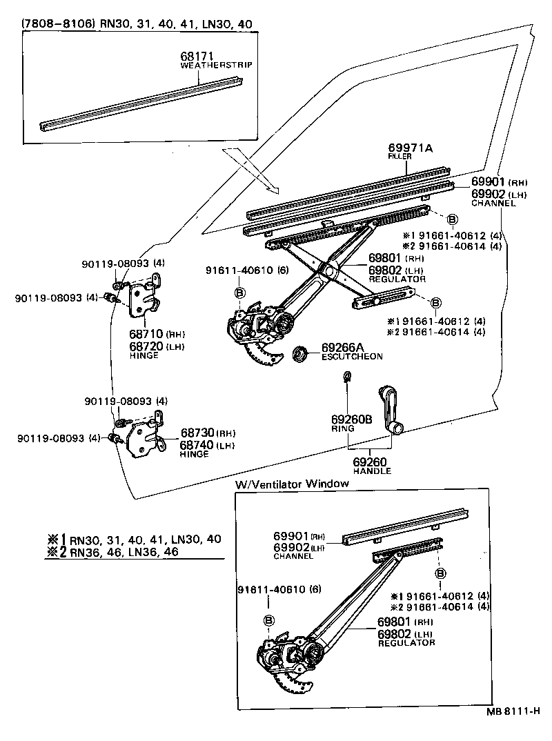 69802-89106 Regulator Sub-Assy, Front Door Window, Lh Toyota | YoshiParts