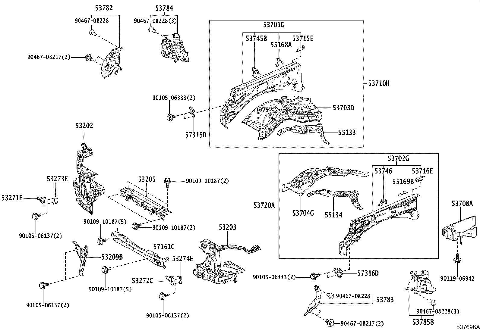 Front Fender Apron Dash Panel