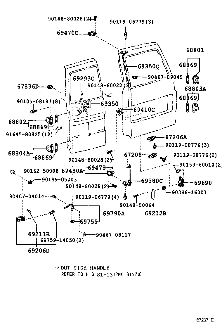 Bisagra de cerradura de puerta trasera
