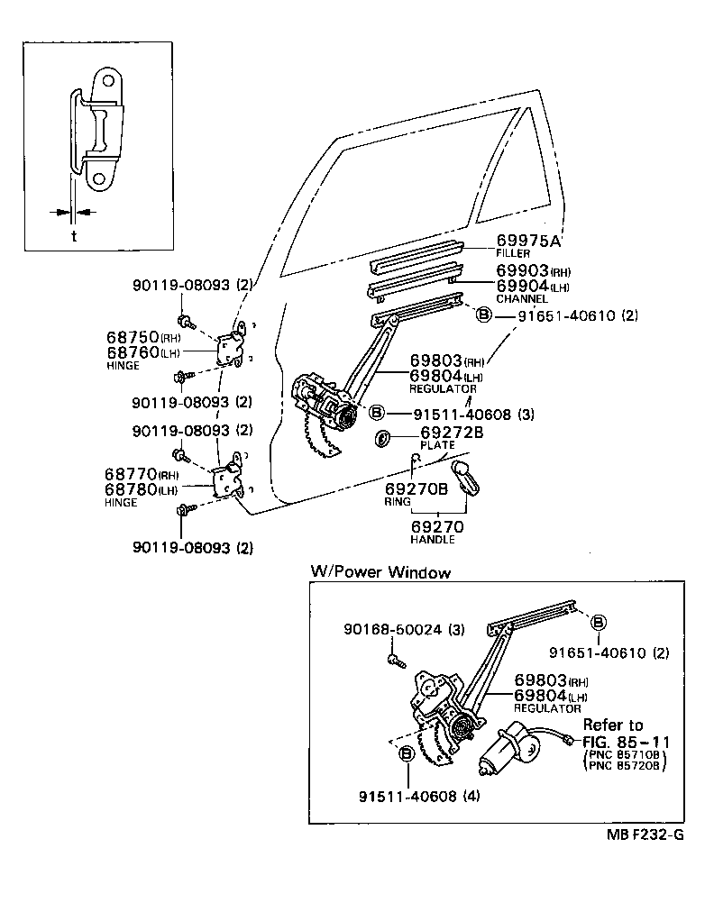 Rear Door Window Regulator Hinge