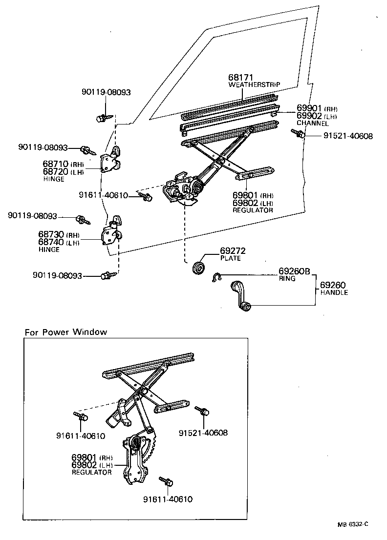Front Door Window Regulator Hinge