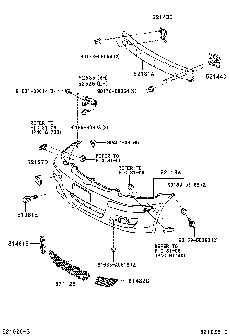 52144-52130 Bracket, Front Bumper Side, Lh Toyota | YoshiParts