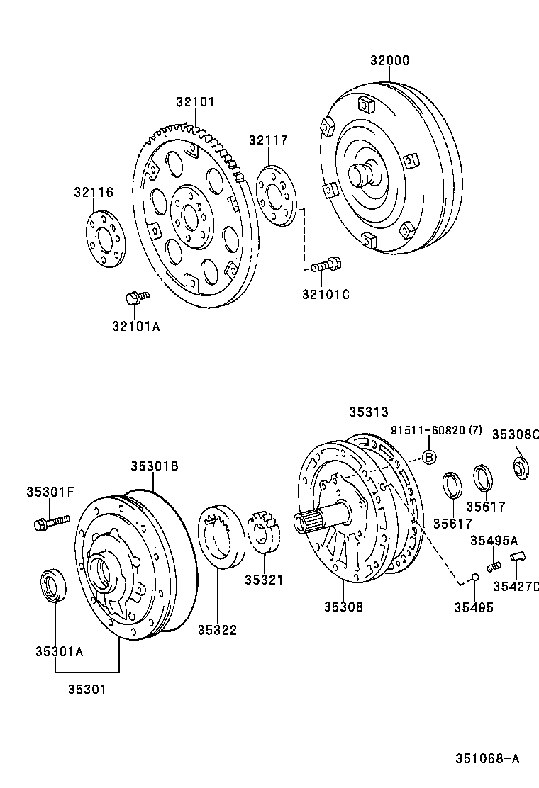 Torque Converter, Front Oil Pump & Chain
