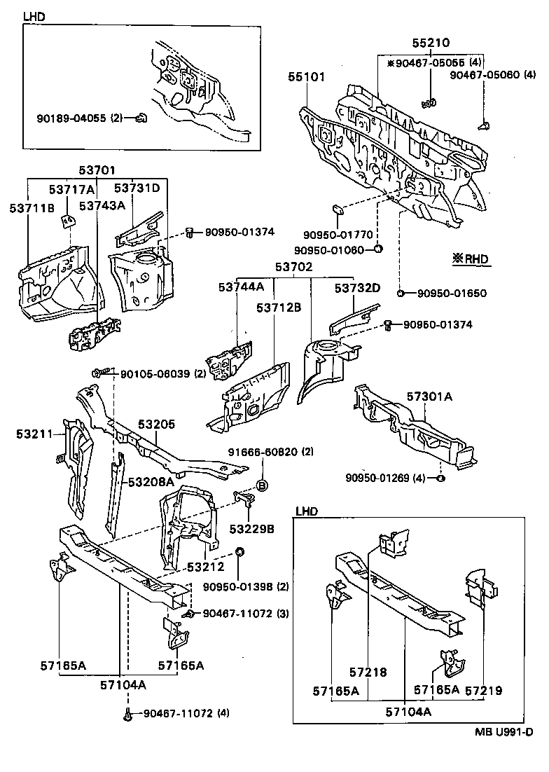 Front Fender Apron Dash Panel