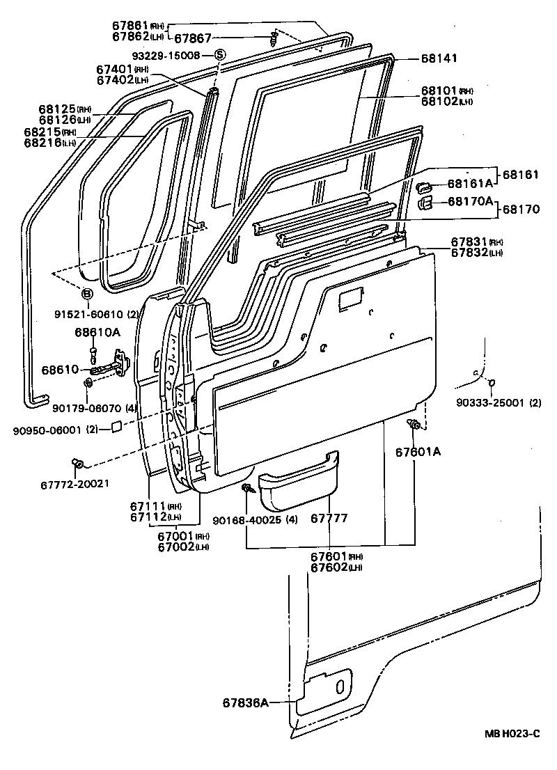 Panel de puerta delantera y vidrio