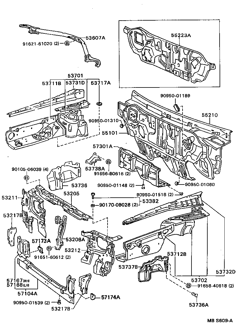 Front Fender Apron Dash Panel