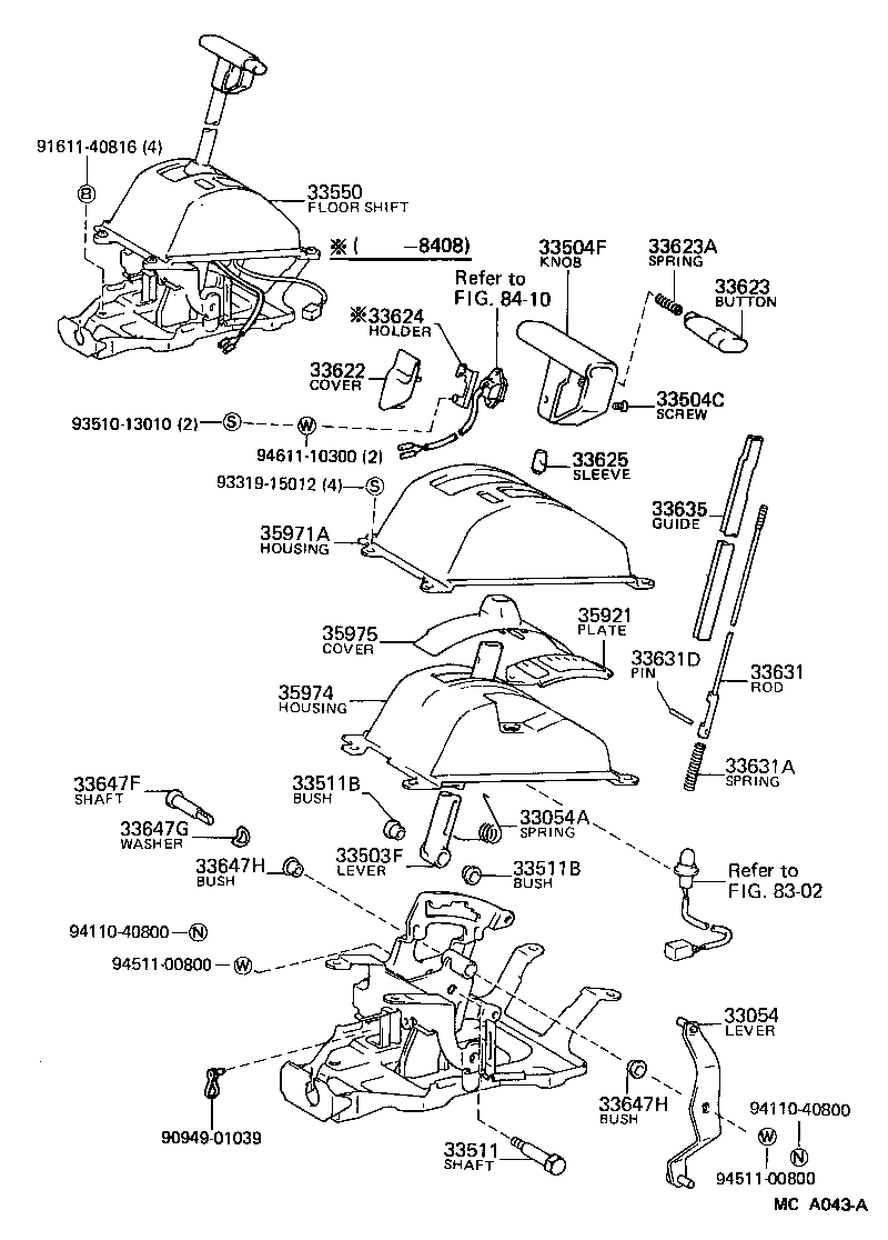 Palanca de cambios y retenedor