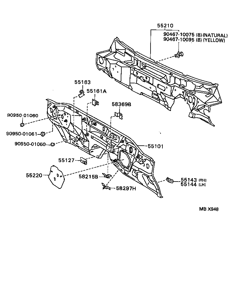 Front Fender Apron Dash Panel