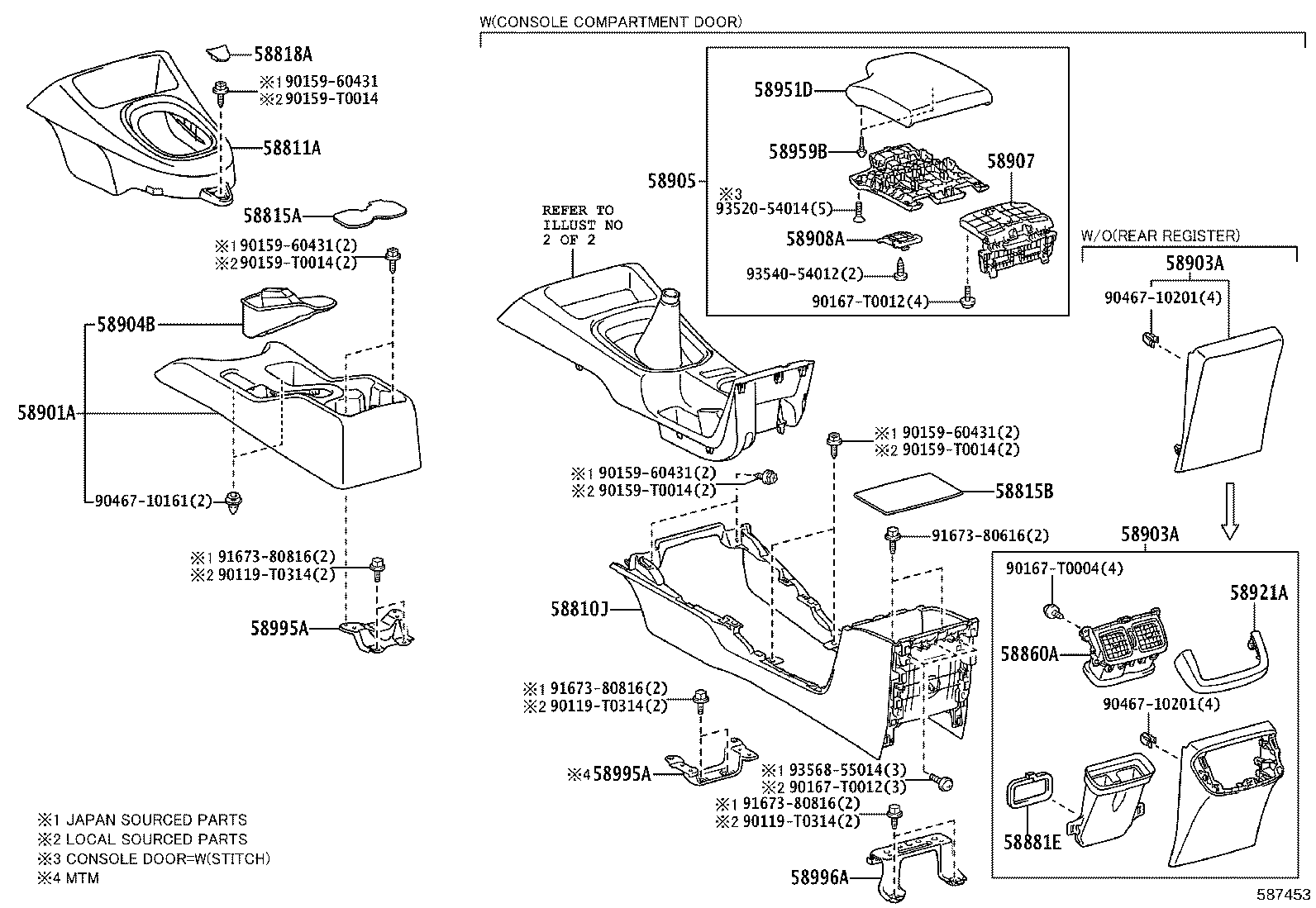 専用　2ほん 58903-KK010-C0 Panel Sub-Assy, Console Rear End Toyota