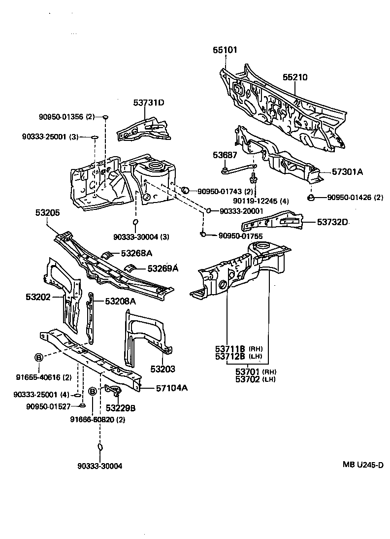 Front Fender Apron Dash Panel