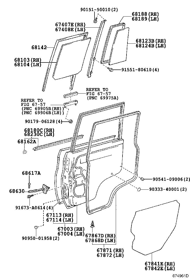 Panel de puerta trasera y vidrio