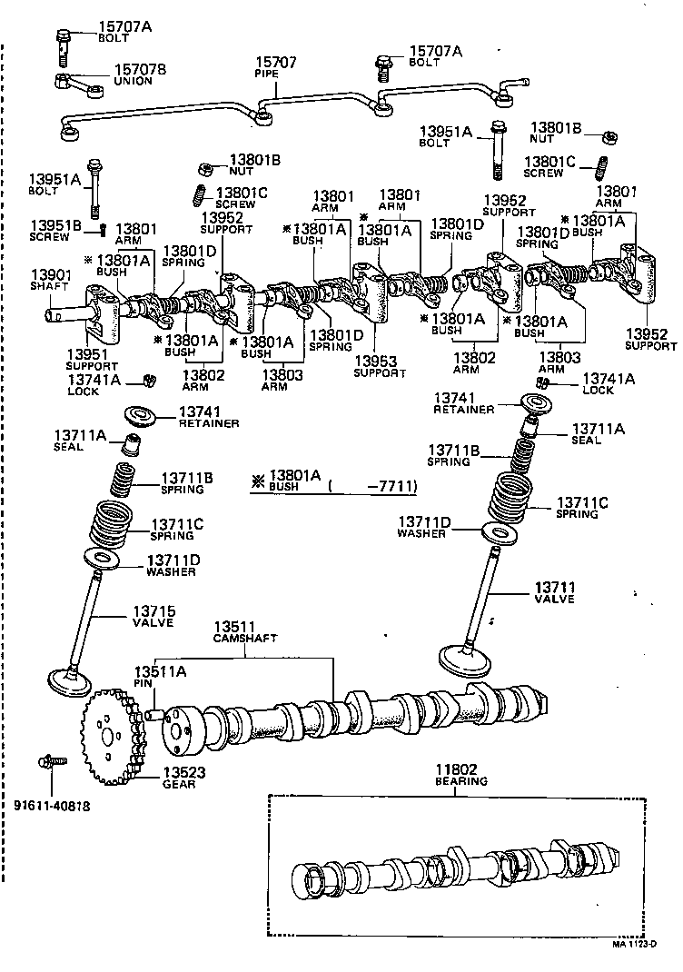 Árbol de levas y válvula