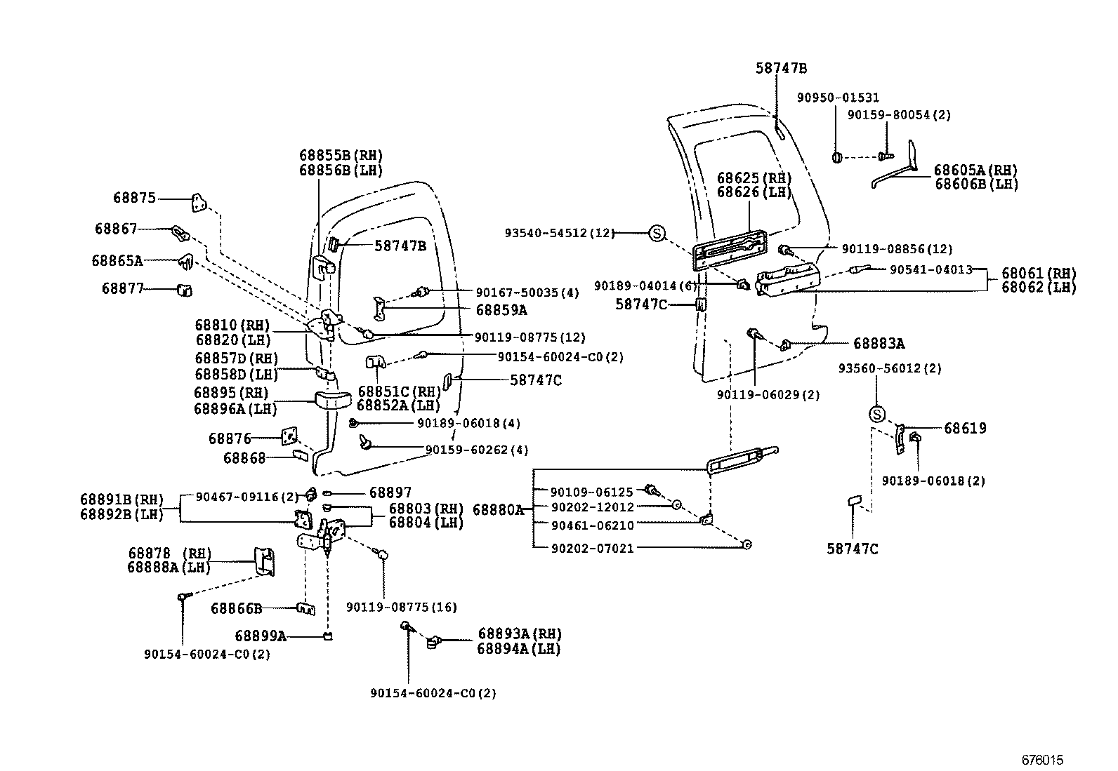 Bisagra de cerradura de puerta trasera