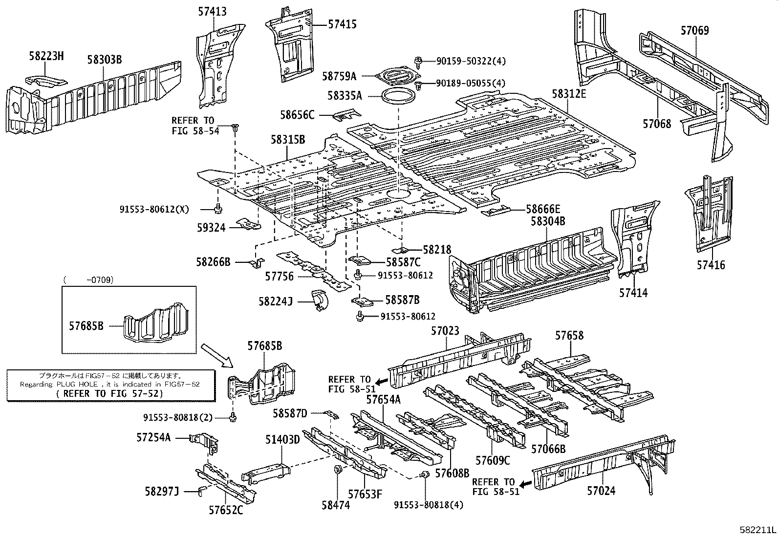 TOYOKOページです 57068-26310 Member Sub-Assy, Rr Floor Cross, Rr Inn Toyota