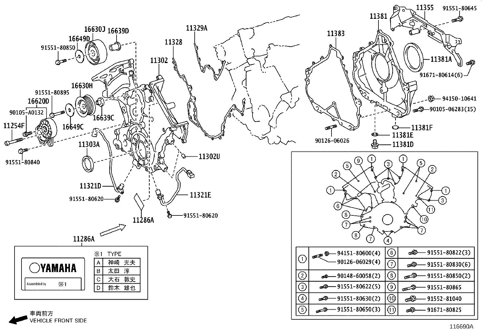 Cubierta del engranaje de distribución y placa final trasera