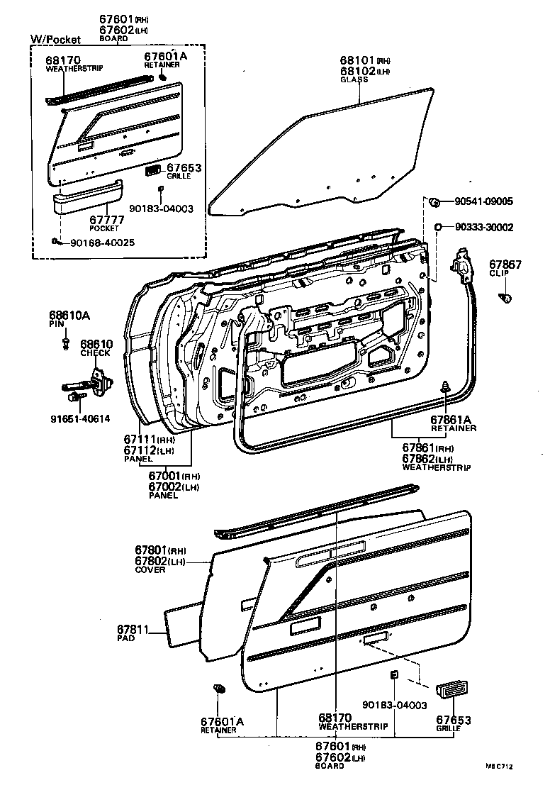 Panel de puerta delantera y vidrio