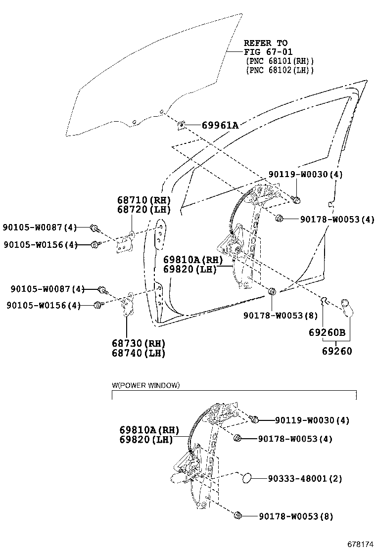 Bisagra del regulador de la ventana de la puerta delantera