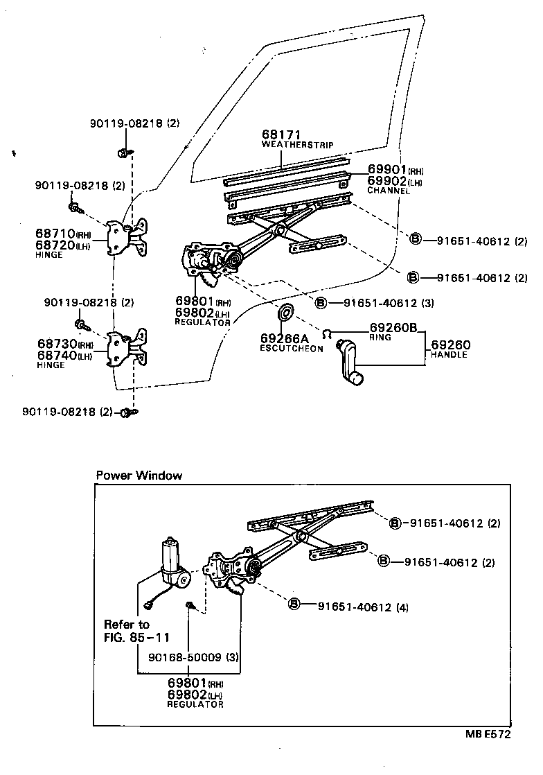 Front Door Window Regulator Hinge