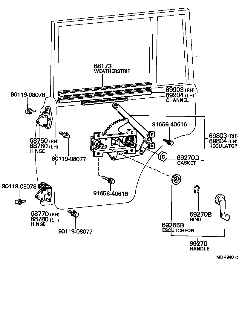 Rear Door Window Regulator Hinge